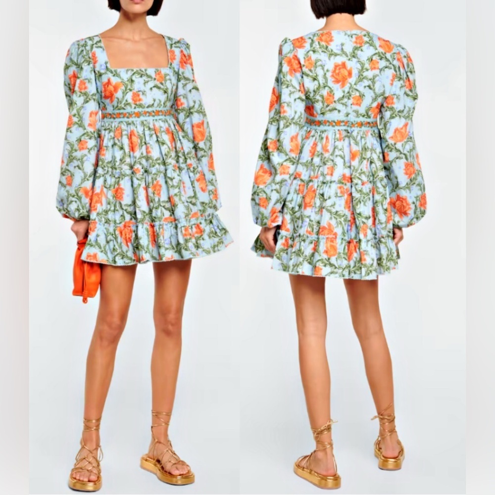 NWT AGUA BY AGUA BENDITA AVENA PEONIA ATARDECER MINI DRESS, SIZE M - Picture 3 of 16